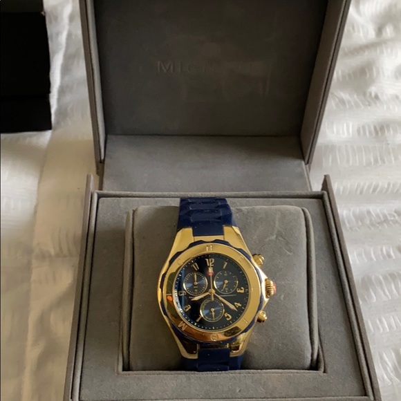Michele jelly gold and navy watch - Picture 2 of 5